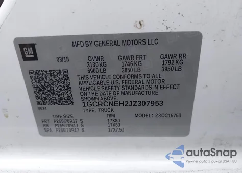 2018 Chevrolet Silverado 1500 Wt from USA, damaged, VIN 1GCRCNEH2JZ307953